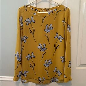LOFT Floral Yellow Blouse